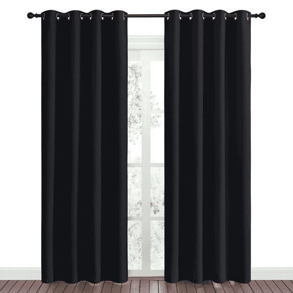 NICETOWN Solid 95% Bedroom Curtains Blackout Black, Set of 2, W52 x L84 - Extra Wide Blackout Curtains Black 84 inches Long