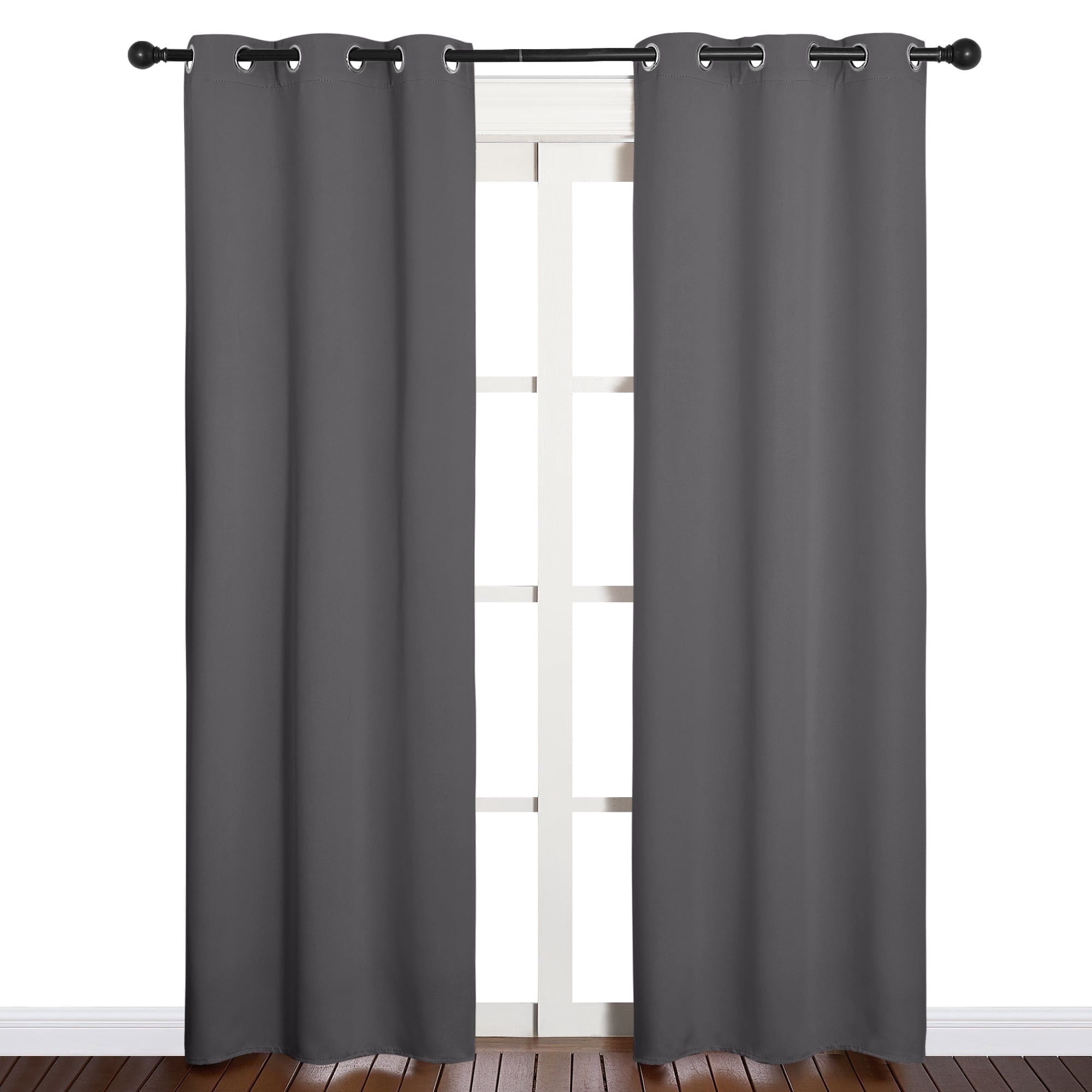 NICETOWN Solid 95% Blackout Curtains for Bedroom, Set of 2, Thermal Insulated Blackout Curtains 84 inch Long, W37 x L84, Gray