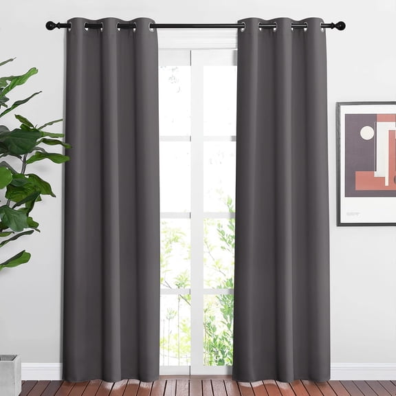 NICETOWN Solid 95% Blackout Curtains for Bedroom, Set of 2, Thermal Insulated Blackout Curtains 84 inch Long, W37 x L84, Gray