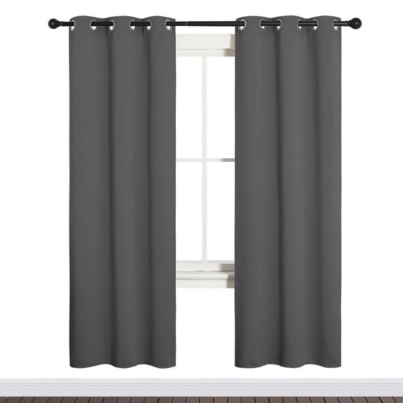 NICETOWN Thermal Bedroom Blackout Curtains 72 inches Long Grey Set of 2, W34 x L72 - Easy Care 95% Grey Sleepout Blackout Curtain