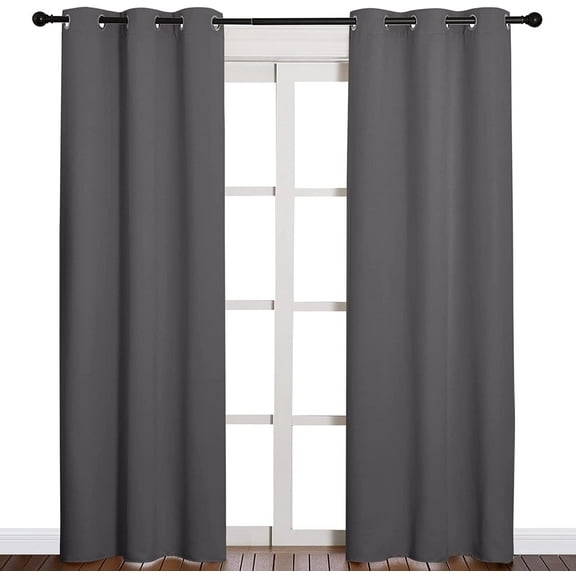 NICETOWN Thermal Bedroom Blackout Curtains 84 inches Long Grey Set of 2, W42 x L84 - Easy Care 95% Grey Sleepout Blackout Curtain
