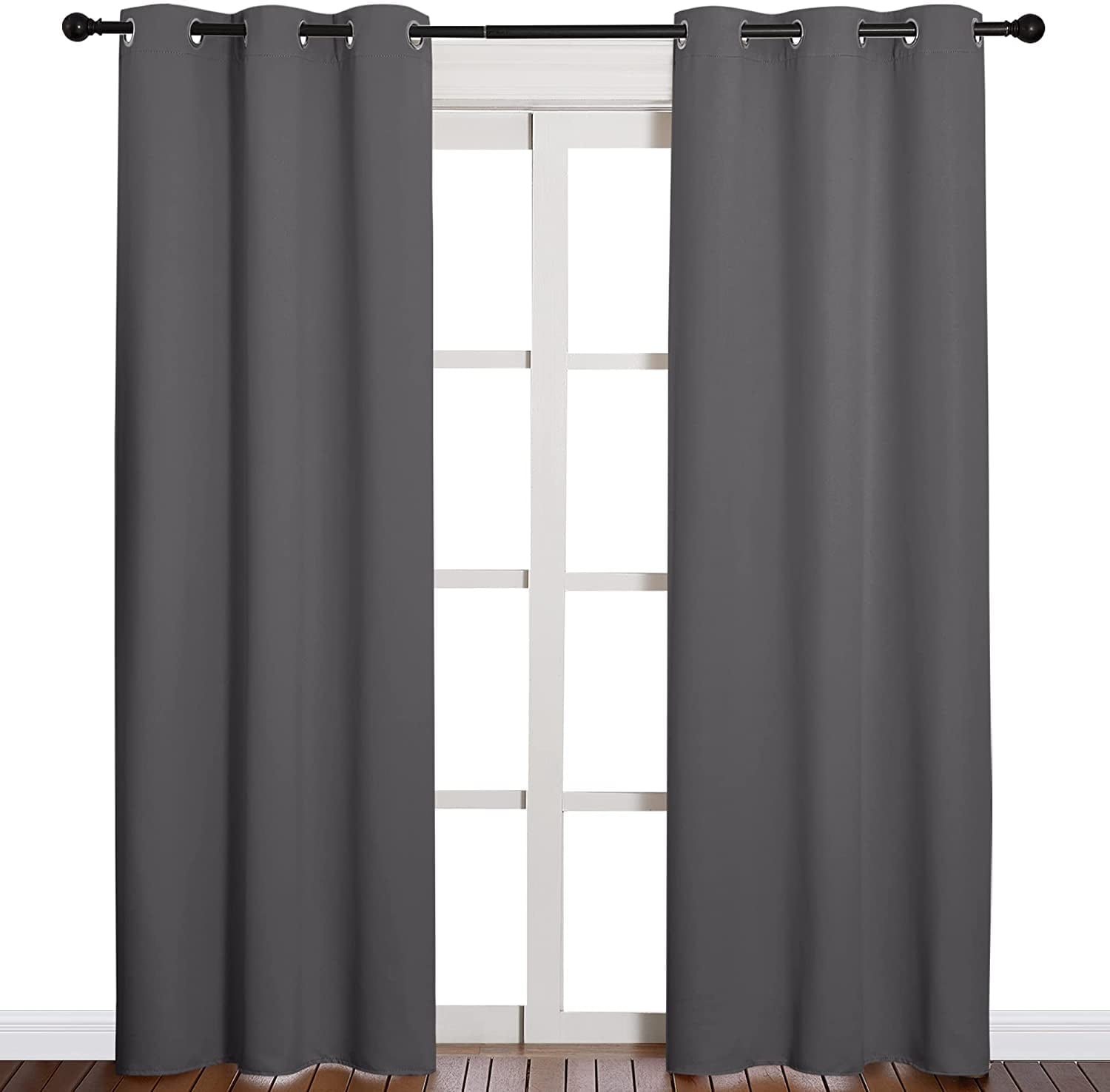 Coodeto Thermal Bedroom Blackout Curtains 84 inches Long Grey Set of 2