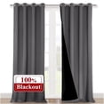 thumbnail image 1 of NICETOWN Total Shade Curtains and Draperies, Gray, 2 Panels, 52" x 95", Heavy-Duty Full Light Shading Grommet Drapes with Black Liner Backing for Villa/Hall/Dorm Window, 1 of 11