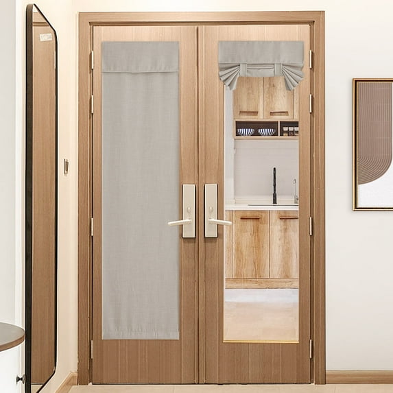 NICETOWN Tricia Door Curtains, Faux Linen Textured French Door Curtain Room Darkening Window Drape Privacy Tie up Door Blind for Sidelight Glass Door, Angora, 26"x72", 1 Panel