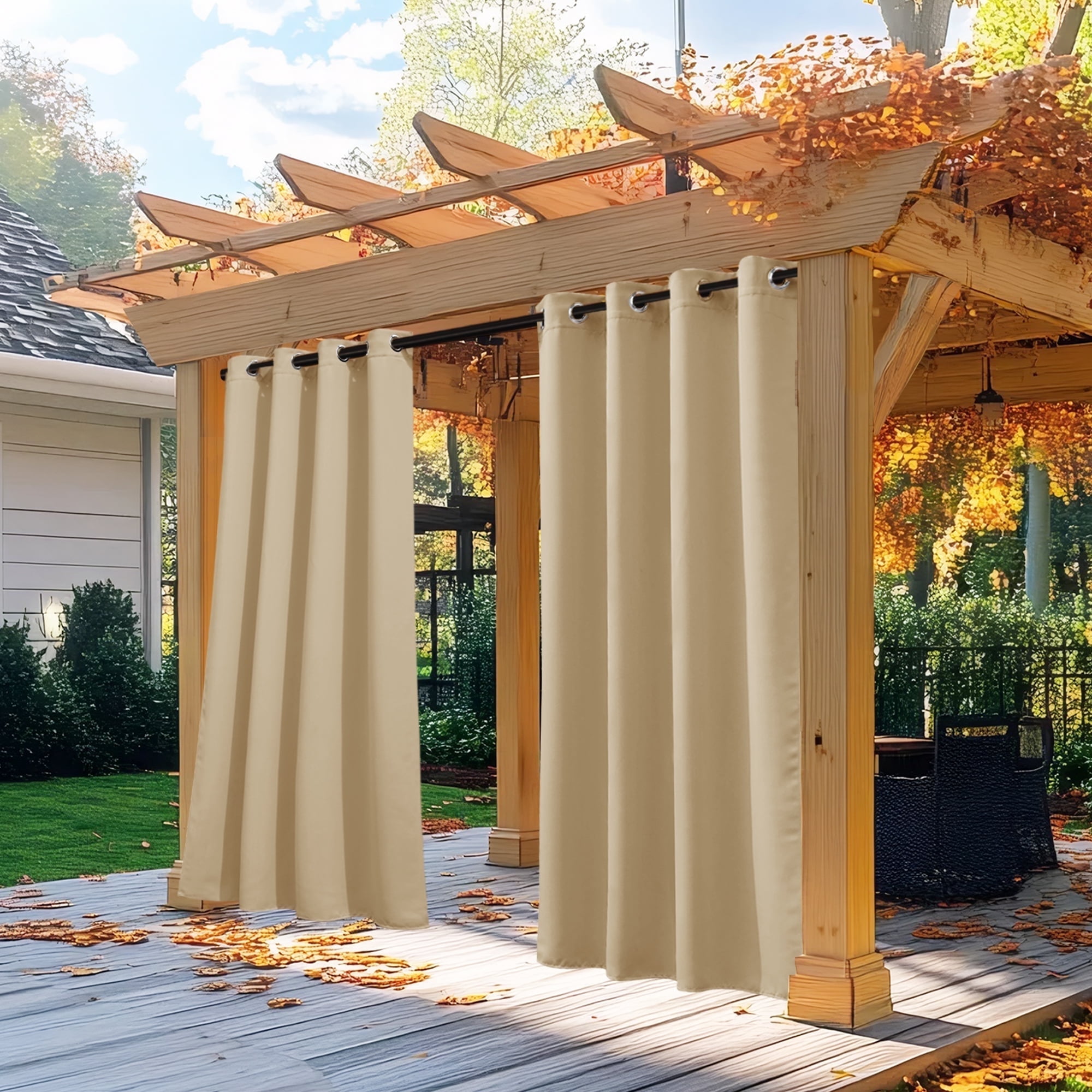 NICETOWN Waterproof Outdoor Curtains 2 Panel,Sunlight Block Windproof ...