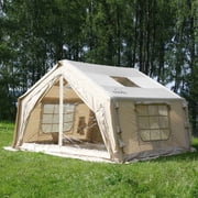 Coody 10.0 Beige Inflatable Canvas Camping Tent for 2 4 People   Premium Air Beam Glamping Tent with Stove Jack, Breathable TC Cotton Canvas, Fast Setup Inflatable Family Tent with Pump