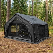 Coody 10.0 Black - Inflatable Canvas Camping Tent for 2 4 People   Premium Air Beam Glamping Tent with Stove Jack, Breathable TC Cotton Canvas, Fast Setup Inflatable Family Tent with Pump,