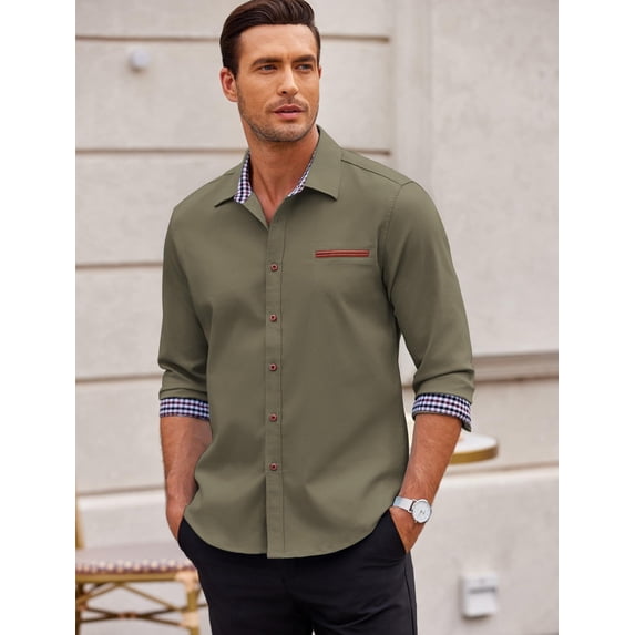 COOFANDY Men's Casual Dress Shirt Button Down Shirts Regular fit Denim Work Classic Western Snap