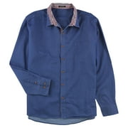 Coofandy Mens Plaid Trim Button Up Shirt, Blue, XXX-Large