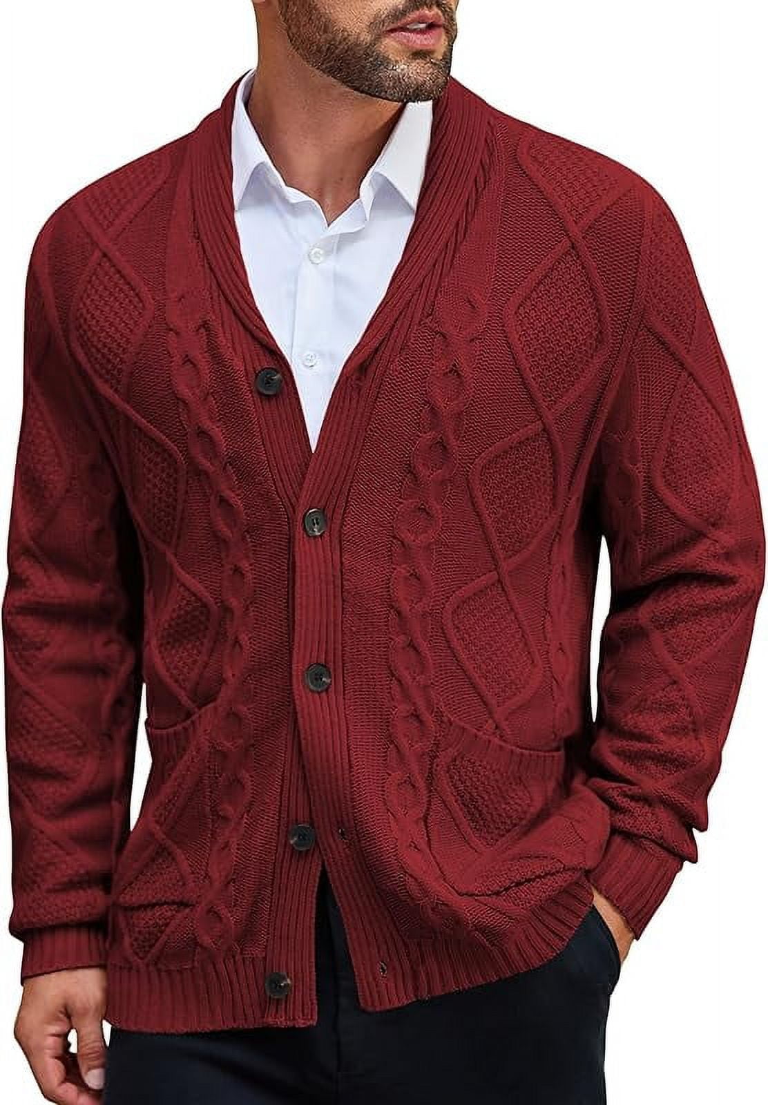 mens shawl collar sweater cardigan