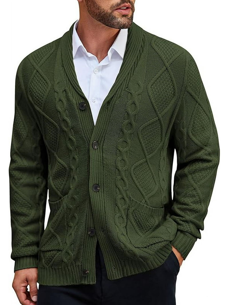 Coofandy mens shawl collar cardigan sweater slim fit button down