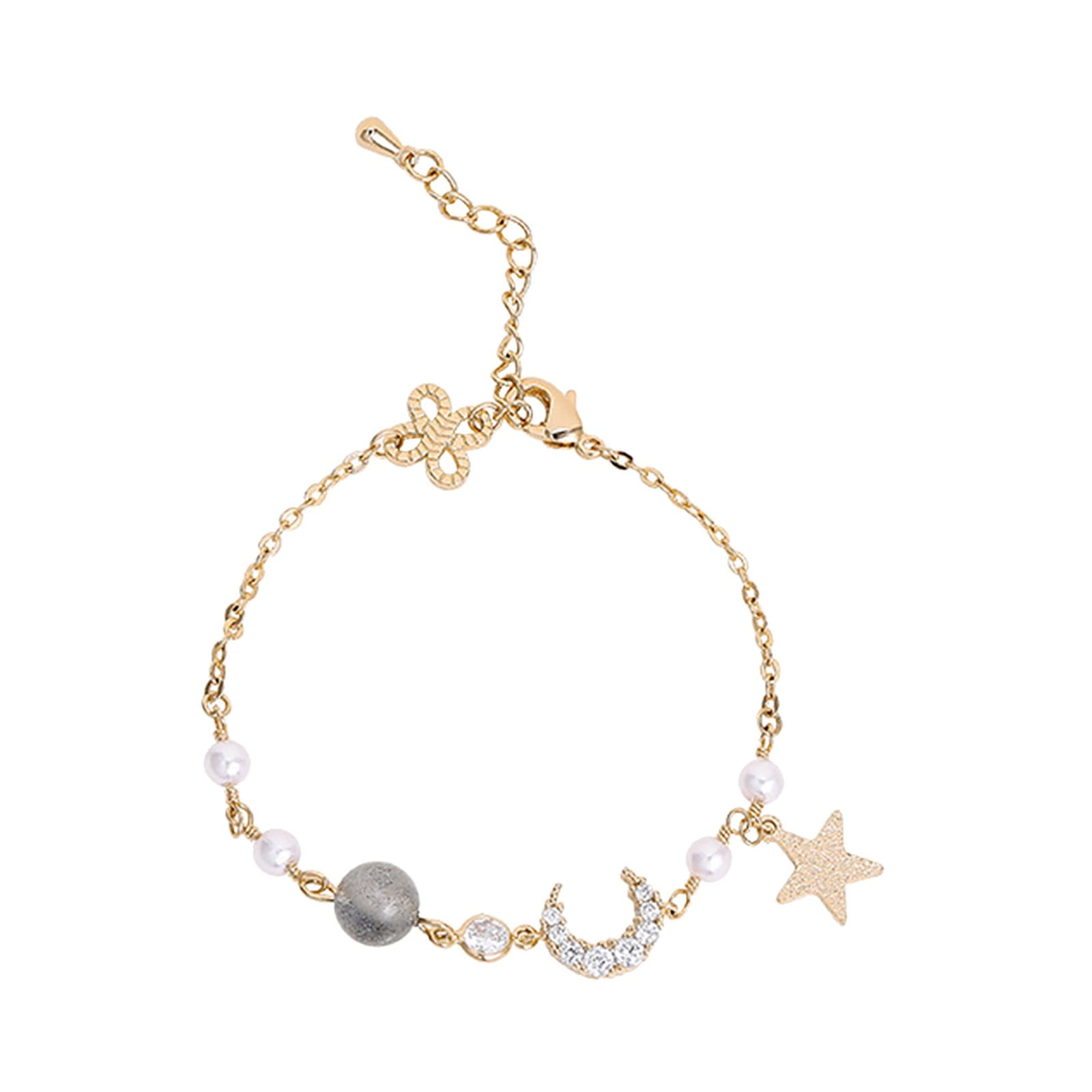 Coofanin Bracelets Trend Fashion Simple Bracelet Star Moon Zircon Pearl