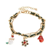 Coofanin Christmas Jewlery for Woman Christmas Gold Colorful Bracelet Christmas Hat Christmas Tree Snowman Diamond Petal Bracelet Rhinestone Bracelet Zirconia Adjustment Bracelets for Women