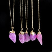 Coofanin Necklaces & Pendants 1Pc Natural Stone Crystal Rock Necklace Gold Plated Quartz Pendant