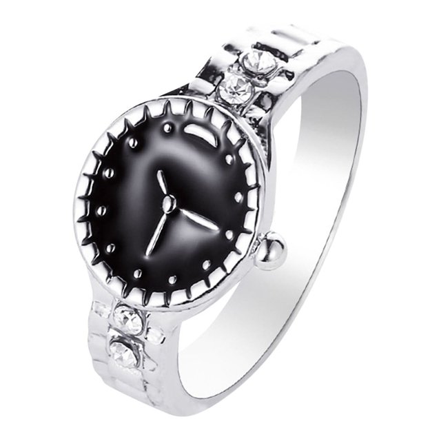 Coofanin Rings Creative Watch Shape Ring for Women Men Finger Watch
