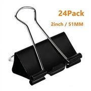 coofficer extra large binder clips 2-inch (24 pack), big paper clamps for office supplies, black
