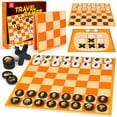 thumbnail image 1 of Coogam 3-in-1 Chess and Checkers Game, Tic Tac Toe Vintage Jumbo Board Game with Playmat, Party Favor Family Lawn Activity Indoor Outdoor Travel Play, 1 of 8