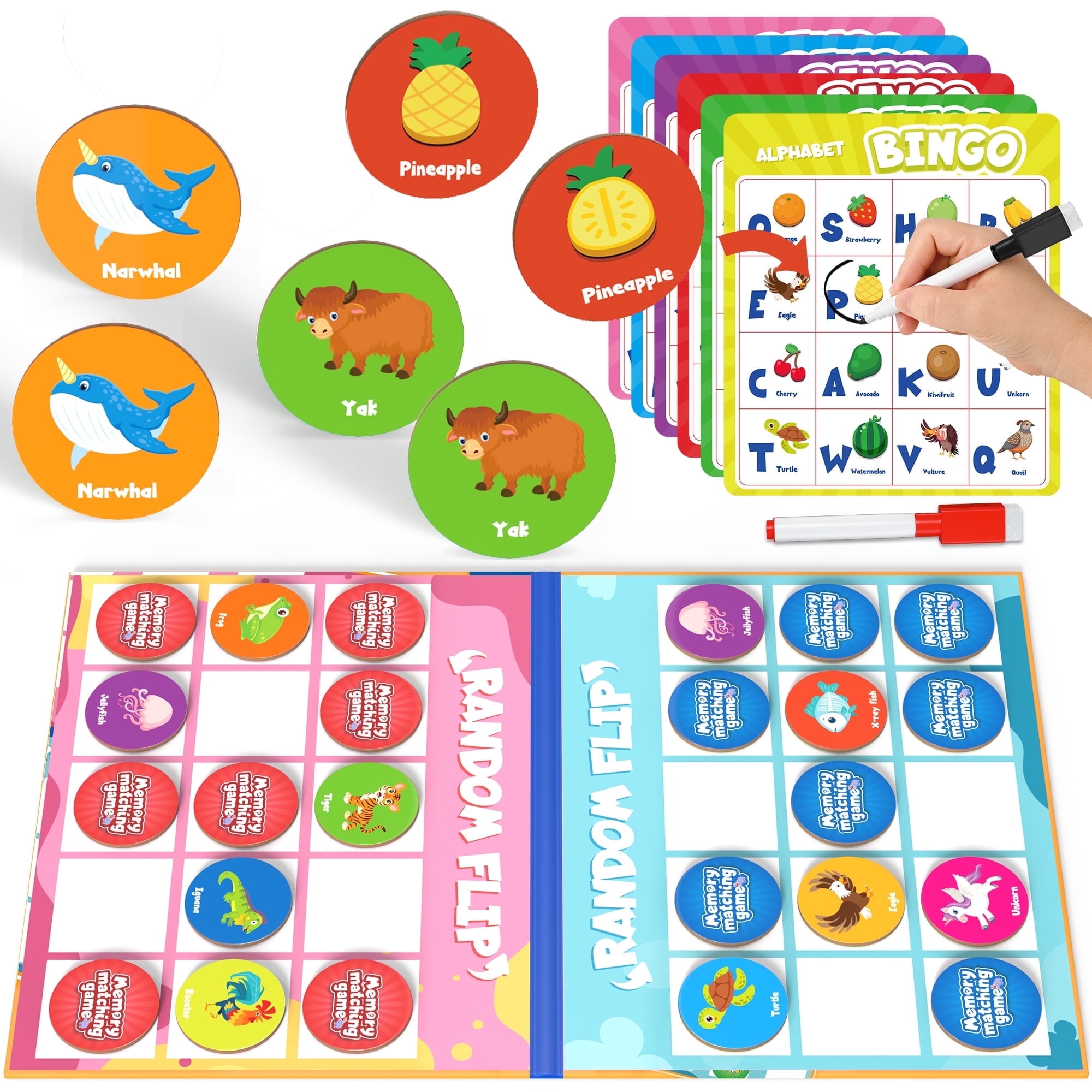 Coogam Alphabet Bingo Sets, ABC Letter Learning Matching Board, Color ...