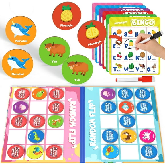 Coogam Alphabet Bingo Sets, ABC Letter Learning Matching Board, Color Pattern Recognition Activity, Early Educational Toys for Preschool 3 4 5 Year Old