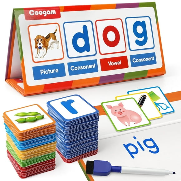 Coogam CVC Spelling Games,Desktop CVC Magnetic Word Reading Learning Toy, Montessori Educational Phonics Games for 3 Year Old