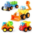 Coogam Friction Powered Cars Construction Vehicles Toy Set Push and Go Car Tractor for 1 Year