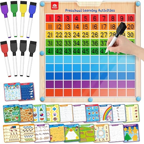 Coogam Handwriting Hundred Board, Wooden Montessori Math Manipulative