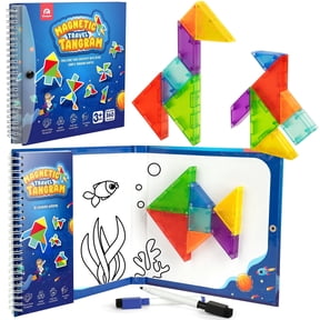 Coogam Blocks Travel Tangram Puzzle, Jigsaw Books with 360 Challenges, Montessori Educational Toy for 3 Years Old