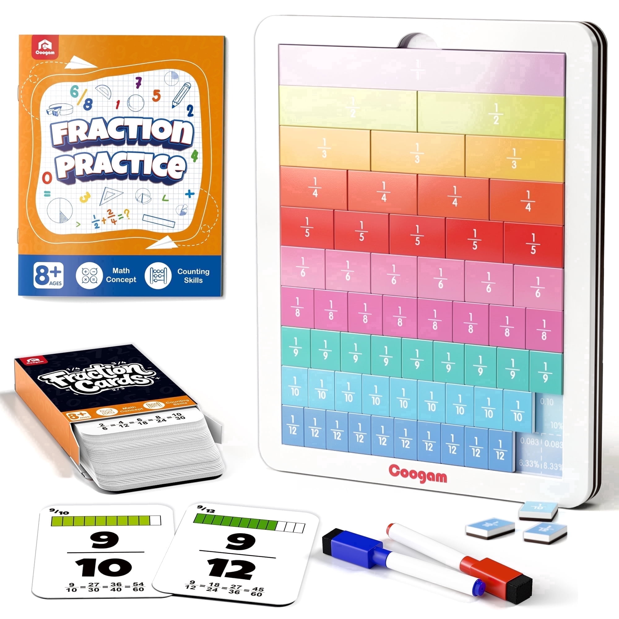 Puzzle Magnétique De Fractions – Cercles Et Tuiles En Bois – Aide Mathématique Interactif – Dès 6 Ans