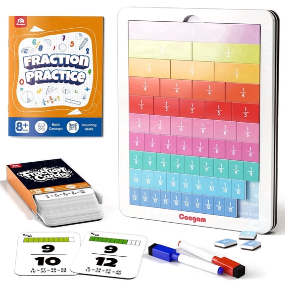 Coogam Magnetic Fraction Tiles - Montessori Math Manipulatives for 8 Years Old