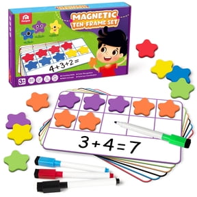 Coogam Magnetic Ten-Frame Set, Math Manipulative EVA Number Counting Games, Montessori Educational Toy for 3 Year Old
