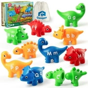 Coogam Matching Letters Fine Motor Toy, 26 PCS Double-Sided ABC Dinosaur Alphabet Match Game with Uppercase Lowercase, Preschool Educational Montessori Learning Toys for Toddlers