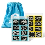 Coogam Metal Wire Puzzle Set of 16 with Pouch,Brain Teaser IQ Test Disentanglemen Iron Link Unlock Interlock Game Toy for Kids Adults Challenge