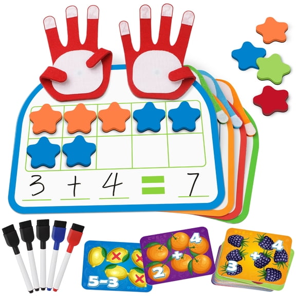 Coogam Montessori Math Manipulatives Number Counting Block, Magnetic Ten Frame Addition Subtraction Practice with Dry Erase Board, Educational Learning Toy for 3 Year Old