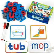 Coogam Short Vowels Spelling Flashcards with Magnetic ABC Letters, Learn to Write CVC Sight Words Vocabulary Flashcards Montessori Educational Toy for Kids 3 4 5 Yeard Old