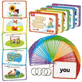 Coogam Sight Words Educational Flash cards 220 Dolch Sightwords Game with Pictures & Sentences,Literacy Learning Reading Cards Toy for 3 4 5 Years Old