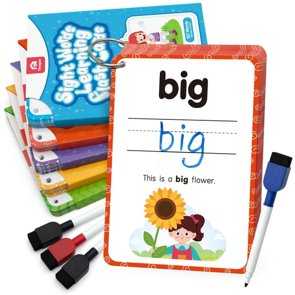 Coogam Sight Words Learning Flash Cards, 250 Dolch Word Game Reading Vocabulary Card Montessori Toy for Kindergarten Preschool 3 4 5 Years Old Toddlers
