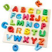 Coogam Wooden Alphabet Puzzle, ABC Letters Sorting Matching Game Educational Early Learning Toy for 3 Year Old