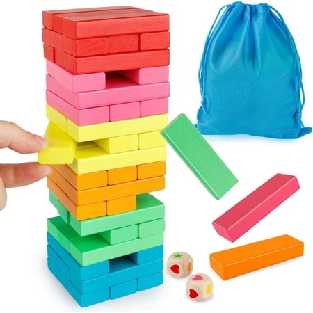 Coogam Wooden Blocks Stacking Game with Storage Bag, Toppling Colorful Tower Building Blocks Balancing Puzzles Montessori Toys Learning Sorting Family Games Educational Toys for 3 Years Old price history and forecast - Coogam puzzle047-WM