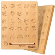 Coogam Wooden Letters Practicing Board, Double-Sided Alphabet Tracing Tool Learning to Write ABC Educational Toy Fine Motor Montessori Game  for 3 4 5 Years Old Kids