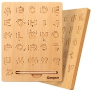 Coogam Wooden Letters Practicing Board, Double-Sided Alphabet Tracing Tool Learning to Write ABC Educational Toy Fine Motor Montessori Game for 3 4 5 Years Old