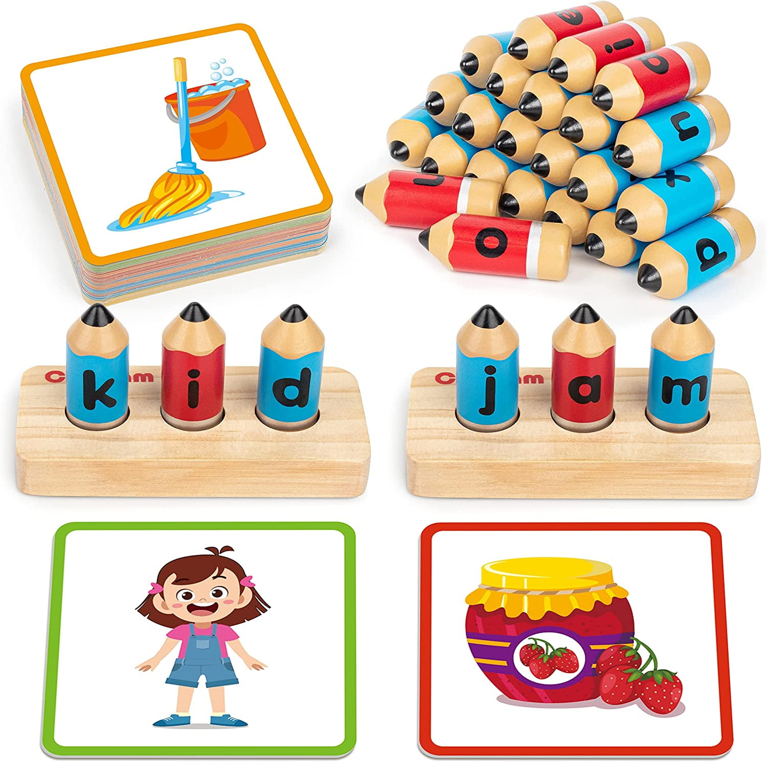 Coogam Wooden Matching Letter Learning Toy ,Sight Words Educational