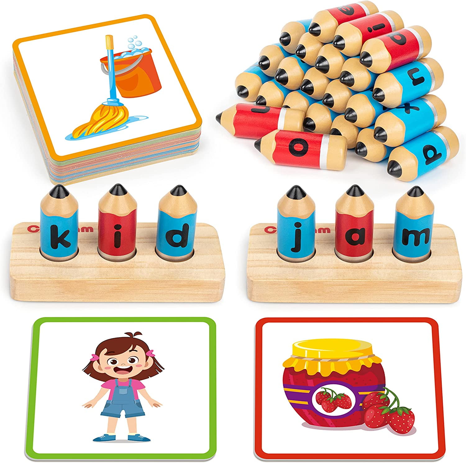 Fridja 6 in 1 Wooden Block Puzzles Toddlers Kids Toys Montessori Learning  Games Educational Interactive Toys for 3 4 5 Preschool 