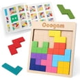 thumbnail image 1 of Coogam Wooden Puzzle Pattern Blocks Brain Teasers Game with 60 Challenges, 3D Russian Building Toy Wood Tangram Shape Jigsaw Puzzles Montessori STEM Educational Toys Gift for Kids Adults, 1 of 9