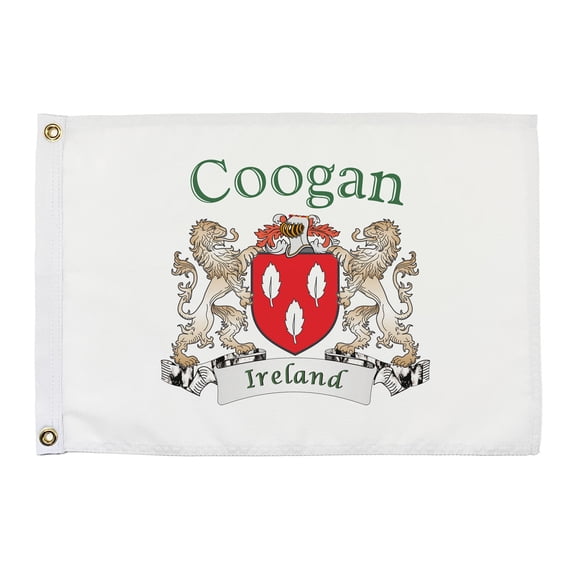Coogan Irish Coat of Arms Small White Flag - 16"x10.5" inches