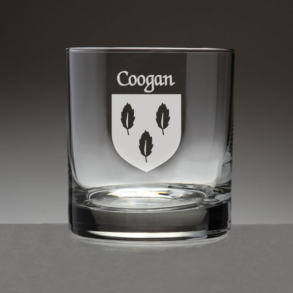 Coogan Irish Coat of Arms Tumbler Glasses - Set of 4 (Sand Etched)