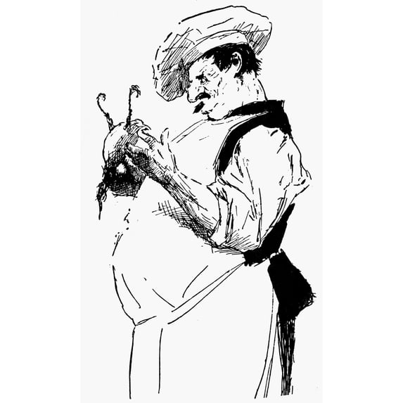 Cook, 19Th Century. /Npen And Ink Drawing, Late 19Th Century. Poster Print by (24 x 36)