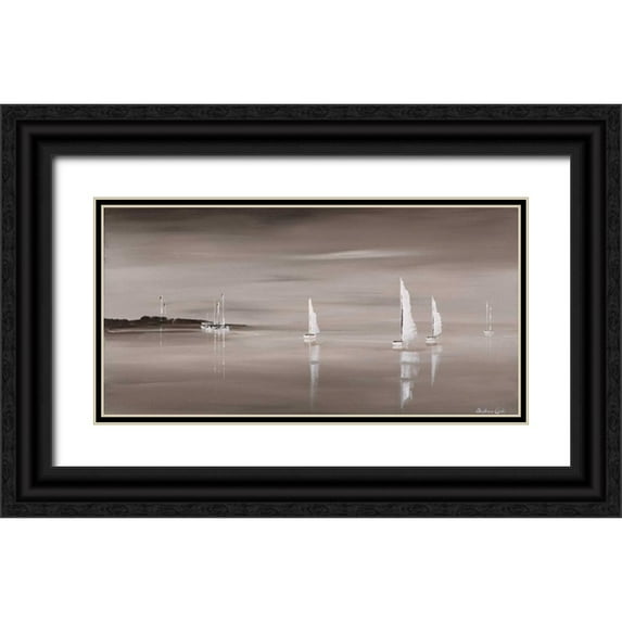 Cook, Andrea 14x9 Black Ornate Wood Framed with Double Matting Museum Art Print Titled - Sailing Grey IV