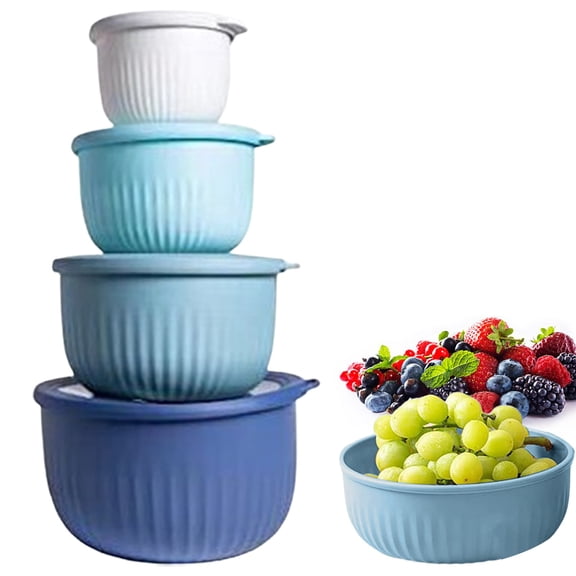 Cook With Color Bowl Set Preparation Bowl With Color Cooking And Lid Wide And Deep Plastic Set Small Mixing Bowl With Lid 4 Piece Set High Bowl Colorful