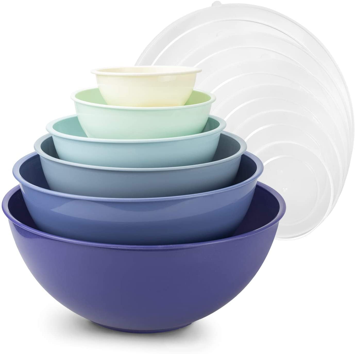 BoxedHome Green Ombre Nesting Plastic Mixing Bowl Set With Pour Spout,  Microwave and Dishwasher Safe, BPA free Non-Slip Base, Set of 4 Size 1.7,  2.5
