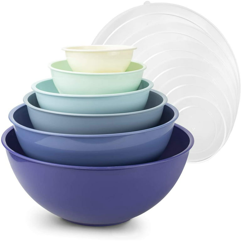 COOK WITH COLOR Prep Bowls with Lids- Wide Mixing Bowls Nesting Plastic  Small Mixing Bowl Set with Lids (Grey)